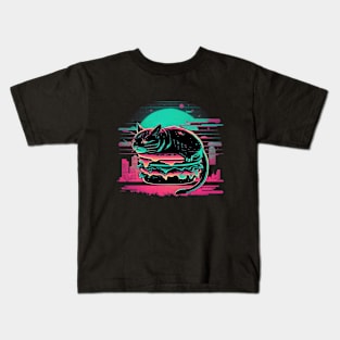 Retro Synthwave Catburger Kids T-Shirt